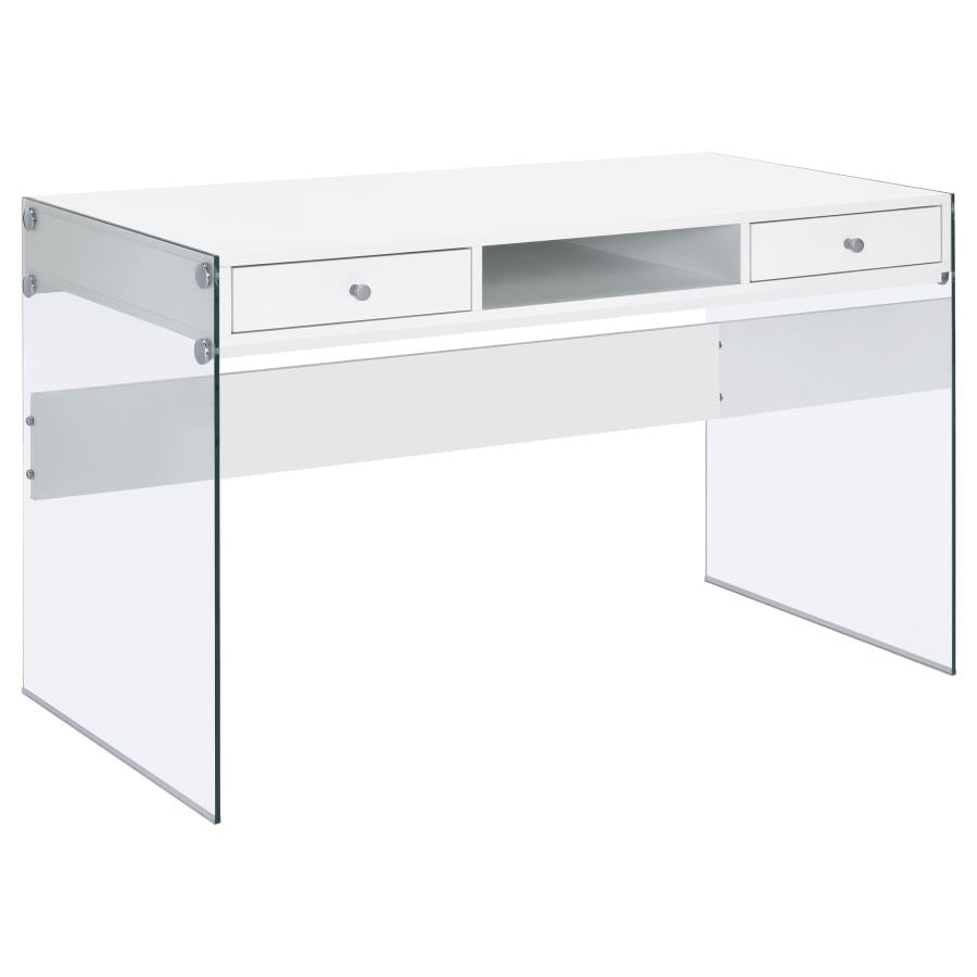 Dobrev 48-inch 2-drawer Writing Desk White High Gloss - 800829