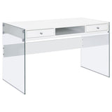 Dobrev 48-inch 2-drawer Writing Desk White High Gloss - 800829