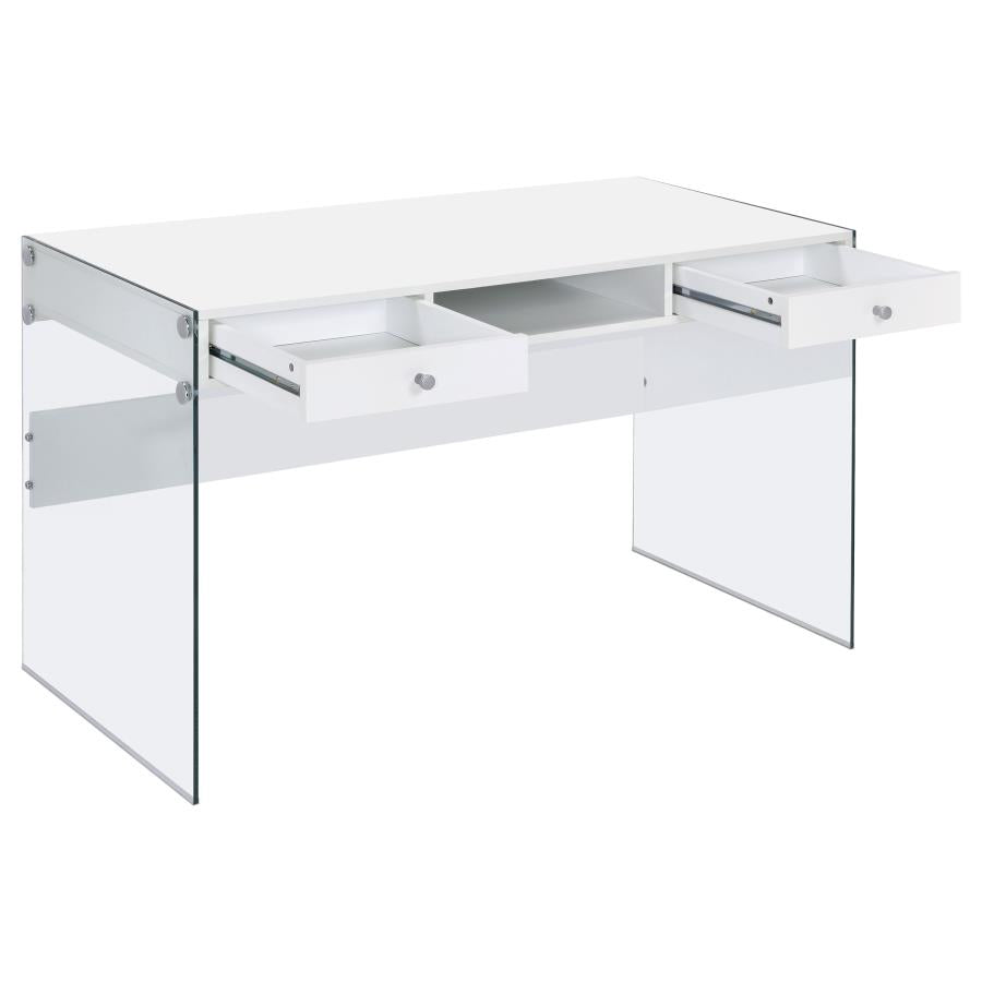 Dobrev 48-inch 2-drawer Writing Desk White High Gloss - 800829