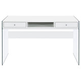 Dobrev 48-inch 2-drawer Writing Desk White High Gloss - 800829