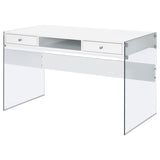 Dobrev 48-inch 2-drawer Writing Desk White High Gloss - 800829