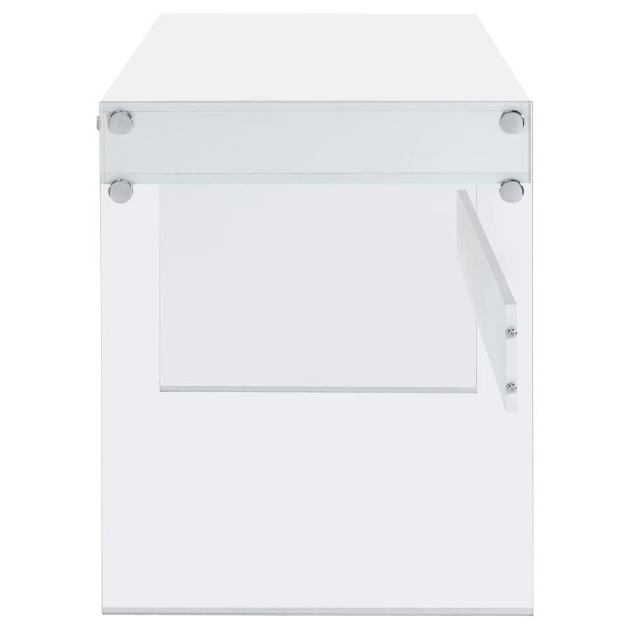 Dobrev 48-inch 2-drawer Writing Desk White High Gloss - 800829