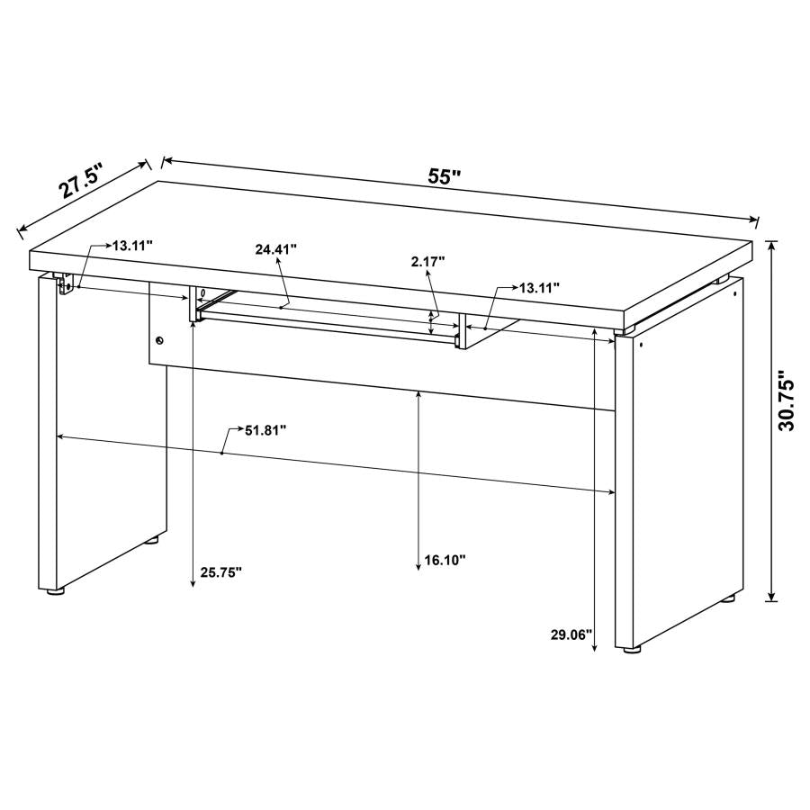 Skylar 55-inch Computer Desk with Keyboard Drawer Cappuccino - 800891