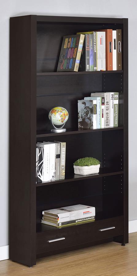 Skylar 71-inch 5-shelf Bookcase with Drawer Cappuccino - 800905