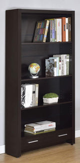 Skylar 71-inch 5-shelf Bookcase with Drawer Cappuccino - 800905