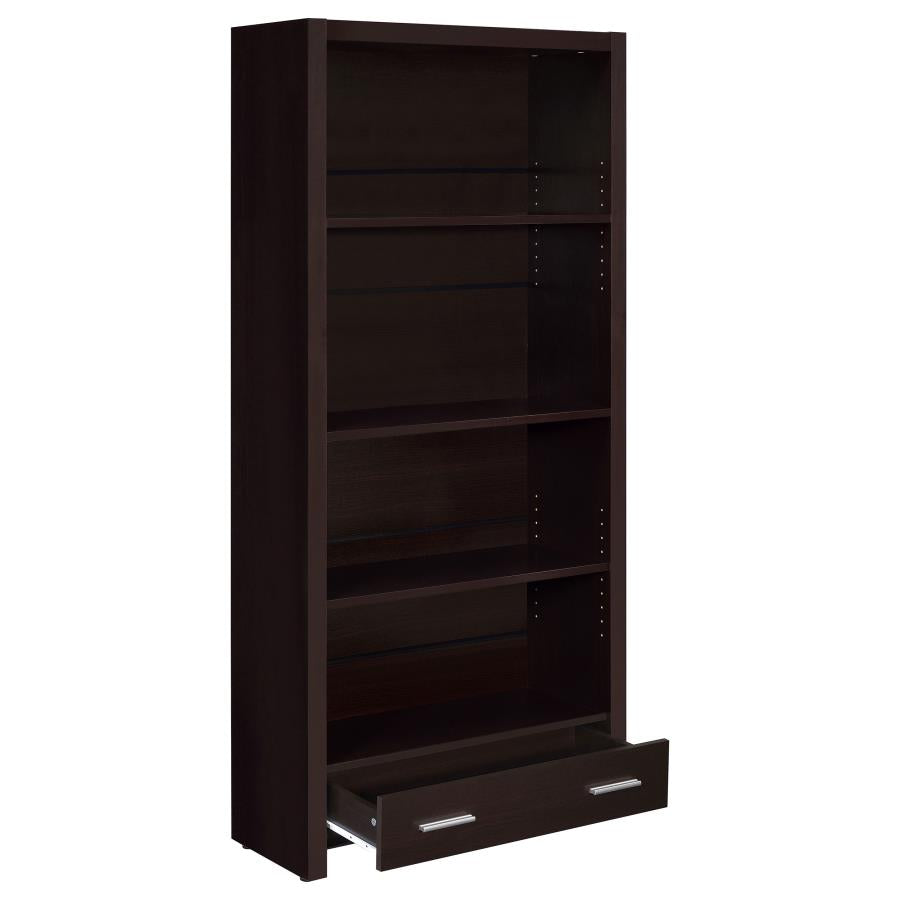 Skylar 71-inch 5-shelf Bookcase with Drawer Cappuccino - 800905