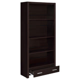 Skylar 71-inch 5-shelf Bookcase with Drawer Cappuccino - 800905