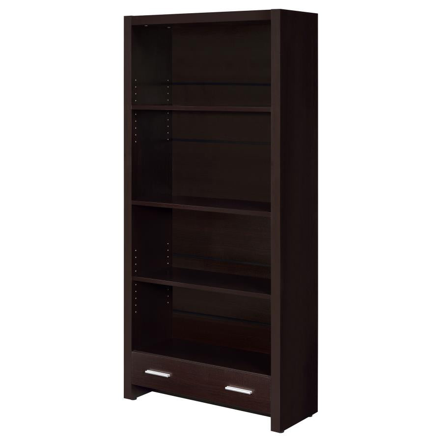 Skylar 71-inch 5-shelf Bookcase with Drawer Cappuccino - 800905