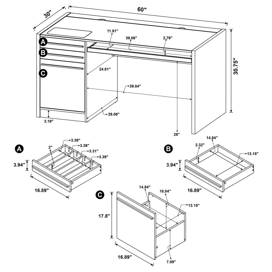Halston 60-inch 3-drawer Office Computer Desk Cappuccino - 800982