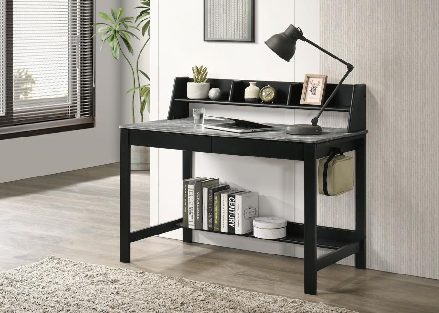 Besler 47-inch SmartTop Writing Desk with Shelf Grey Stone and Black - 801076