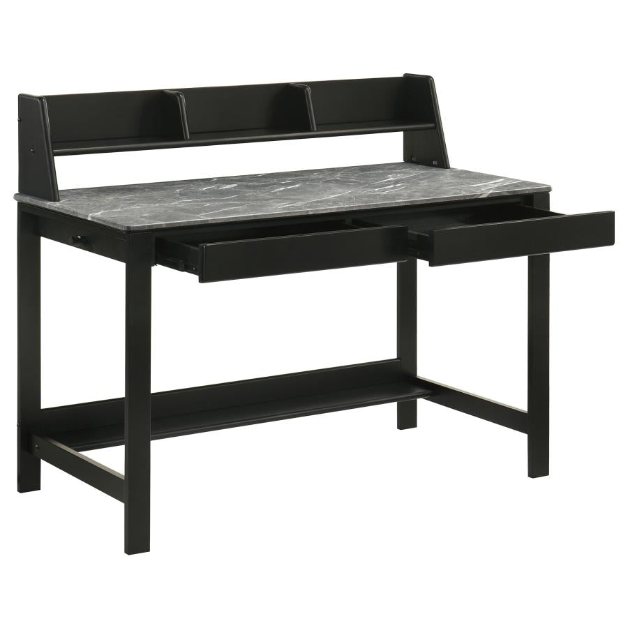 Besler 47-inch SmartTop Writing Desk with Shelf Grey Stone and Black - 801076