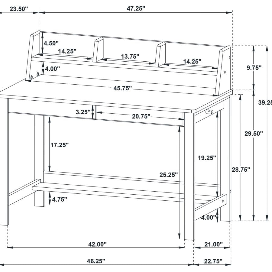Besler 47-inch SmartTop Writing Desk with Shelf Grey Stone and Black - 801076