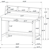 Besler 47-inch SmartTop Writing Desk with Shelf Grey Stone and Black - 801076
