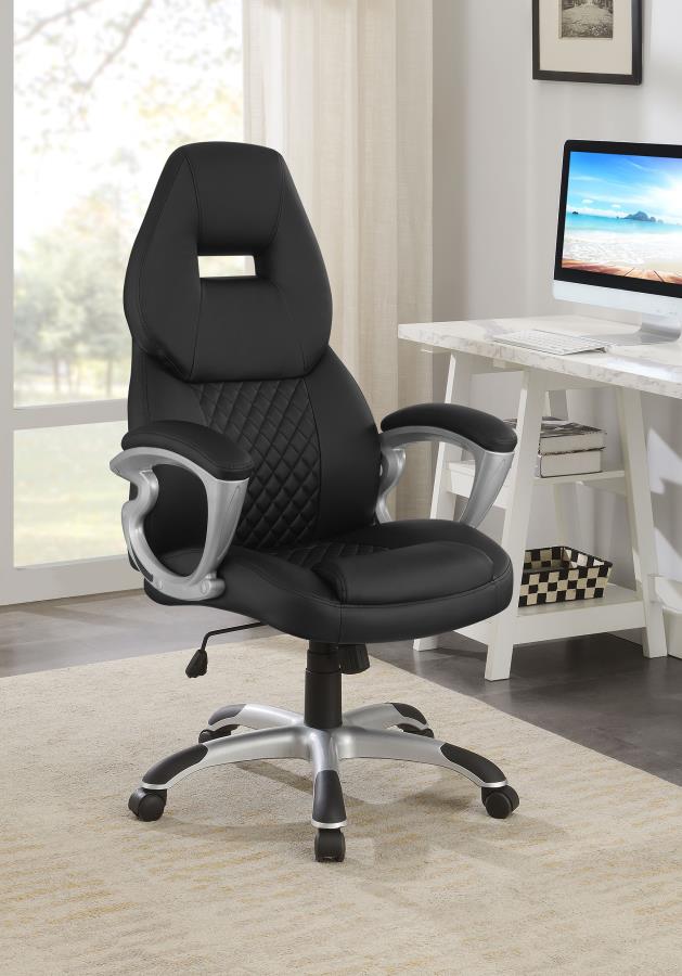 Bruce Upholstered Adjustable Home Office Desk Chair Black - 801296