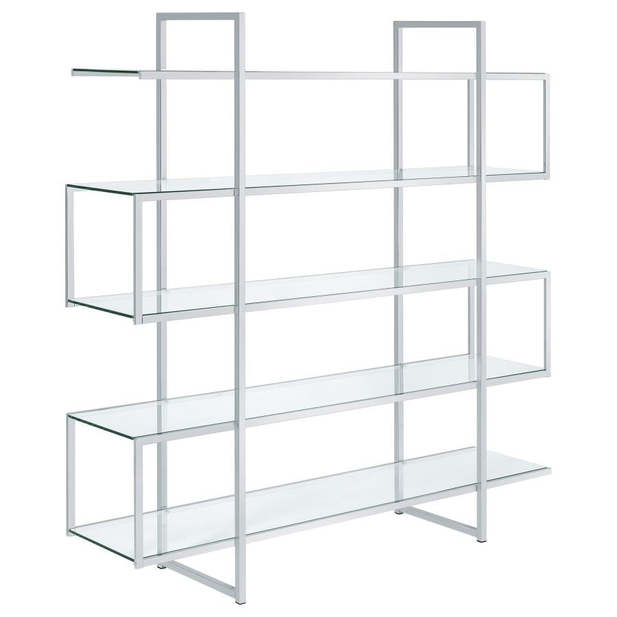 Elmer 63-inch 5-shelf Bookshelf Clear and Chrome - 801304