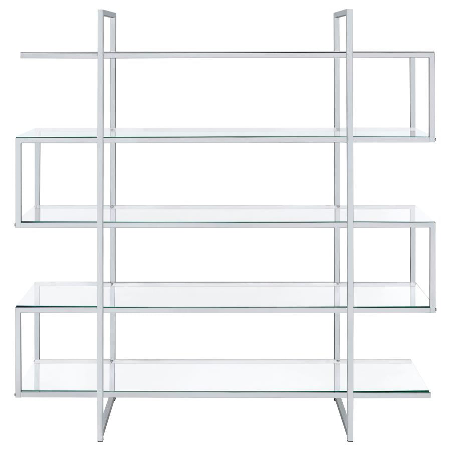 Elmer 63-inch 5-shelf Bookshelf Clear and Chrome - 801304