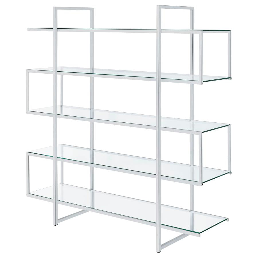 Elmer 63-inch 5-shelf Bookshelf Clear and Chrome - 801304