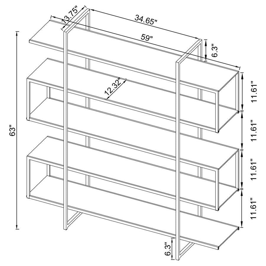 Elmer 63-inch 5-shelf Bookshelf Clear and Chrome - 801304