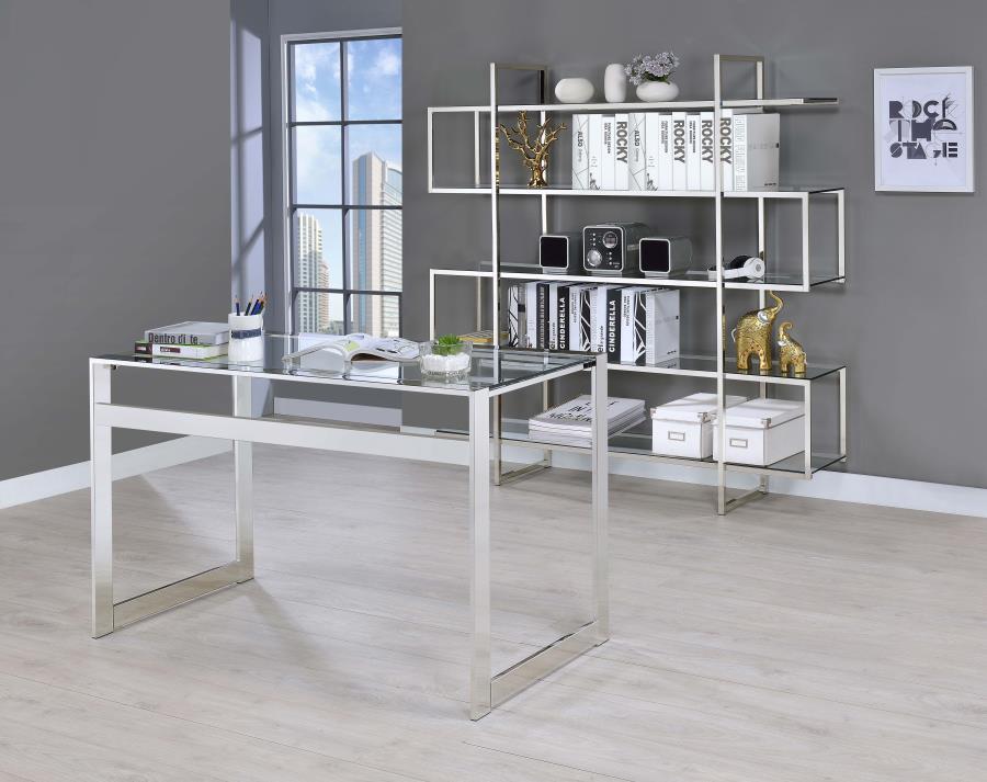 Elmer 63-inch 5-shelf Bookshelf Clear and Chrome - 801304