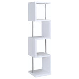 Baxter 67-inch 4-shelf Bookshelf White and Chrome - 801418