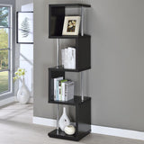 Baxter 67-inch 4-shelf Bookshelf Black and Chrome - 801419