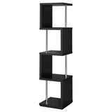 Baxter 67-inch 4-shelf Bookshelf Black and Chrome - 801419