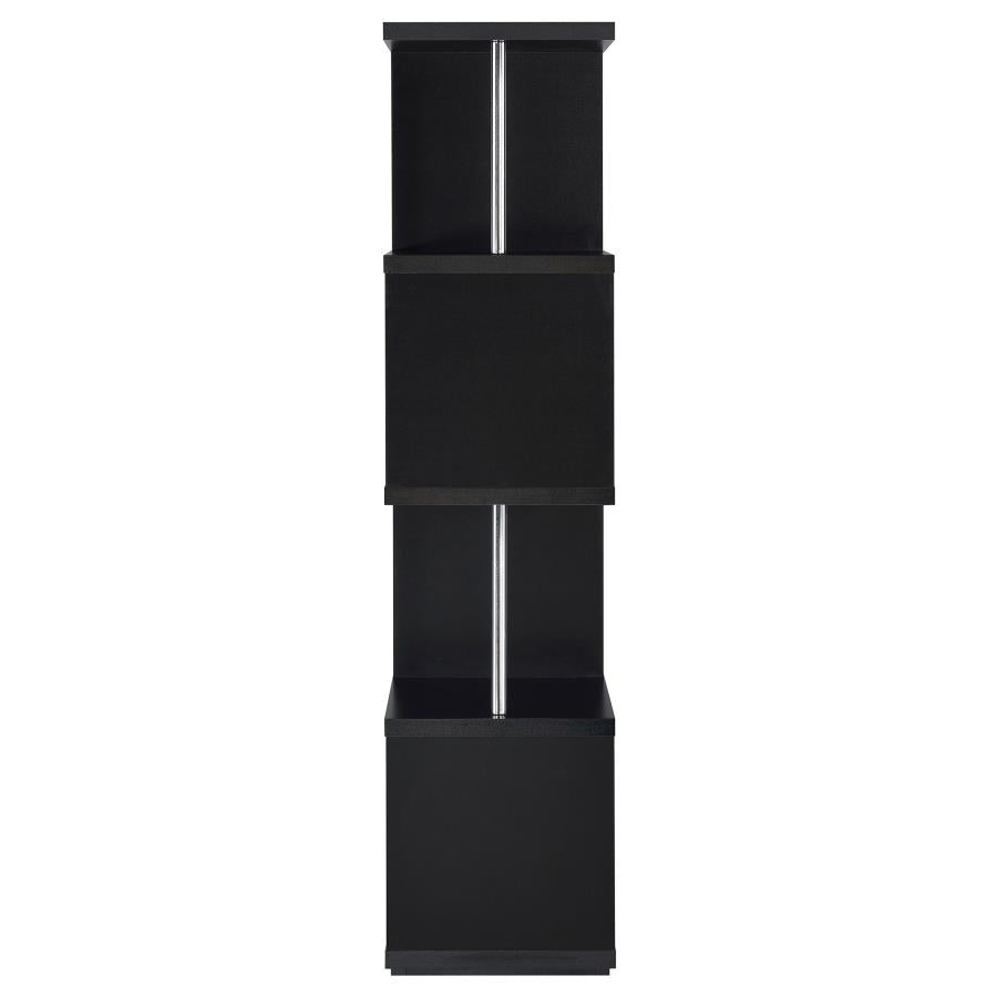 Baxter 67-inch 4-shelf Bookshelf Black and Chrome - 801419