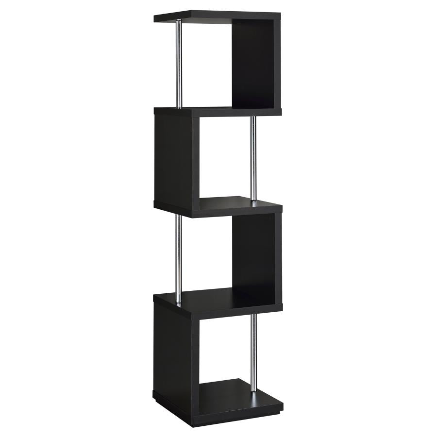 Baxter 67-inch 4-shelf Bookshelf Black and Chrome - 801419