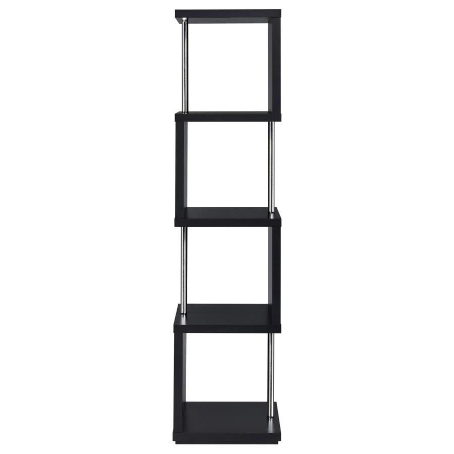 Baxter 67-inch 4-shelf Bookshelf Black and Chrome - 801419