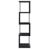 Baxter 67-inch 4-shelf Bookshelf Black and Chrome - 801419