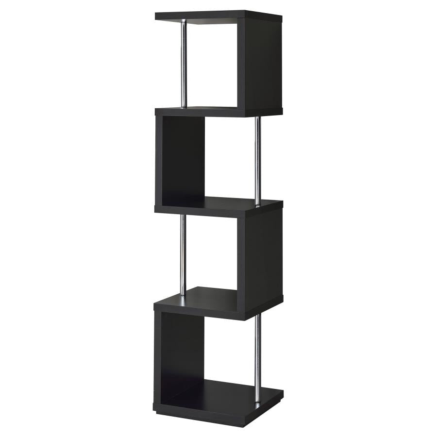Baxter 67-inch 4-shelf Bookshelf Black and Chrome - 801419