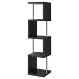 Baxter 67-inch 4-shelf Bookshelf Black and Chrome - 801419