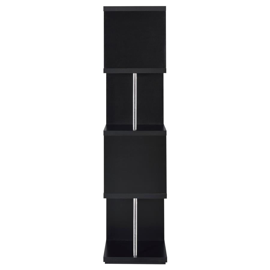 Baxter 67-inch 4-shelf Bookshelf Black and Chrome - 801419