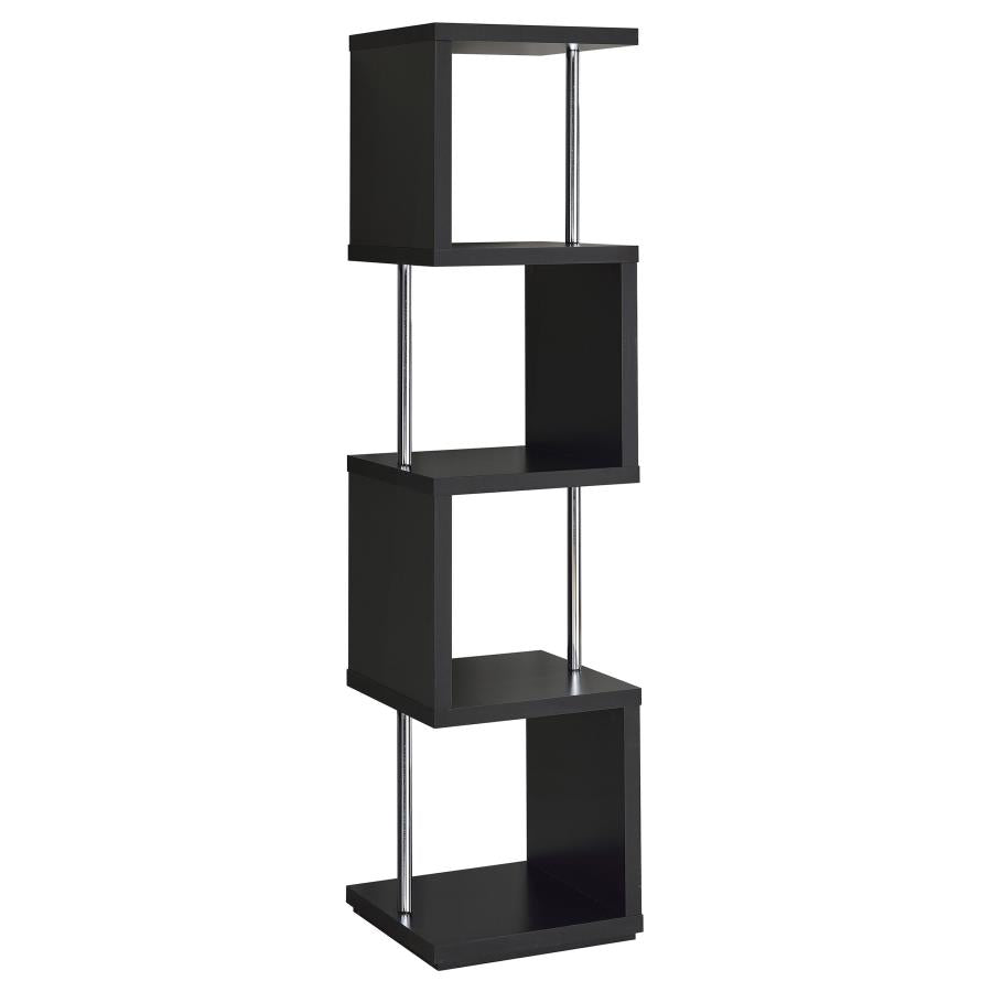 Baxter 67-inch 4-shelf Bookshelf Black and Chrome - 801419