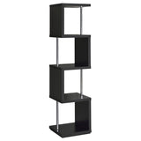 Baxter 67-inch 4-shelf Bookshelf Black and Chrome - 801419
