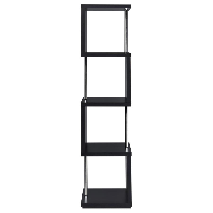 Baxter 67-inch 4-shelf Bookshelf Black and Chrome - 801419