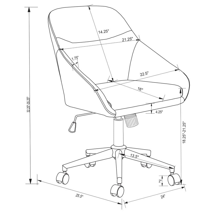 Jackman Upholstered Adjustable Home Office Desk Chair Brown - 801426