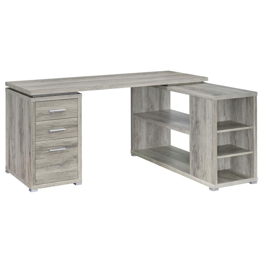 Yvette 60-inch 3-drawer L-Shape Computer Desk Grey Driftwood - 801516