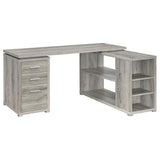 Yvette 60-inch 3-drawer L-Shape Computer Desk Grey Driftwood - 801516