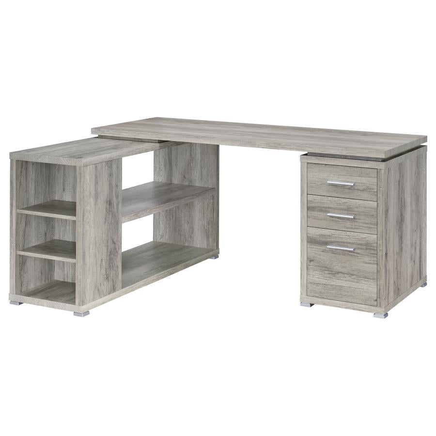 Yvette 60-inch 3-drawer L-Shape Computer Desk Grey Driftwood - 801516