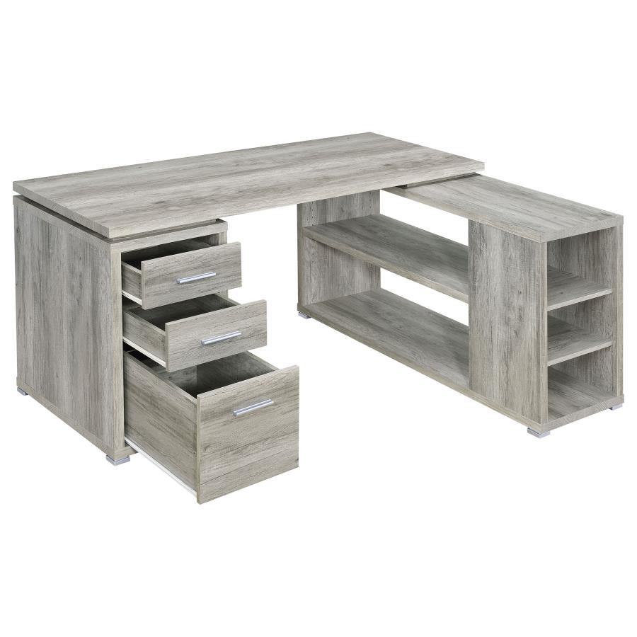 Yvette 60-inch 3-drawer L-Shape Computer Desk Grey Driftwood - 801516