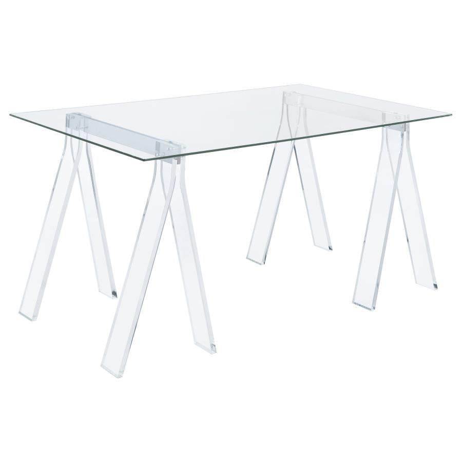 Amaturo 59-inch Glass Top Acrylic Writing Desk Clear - 801535
