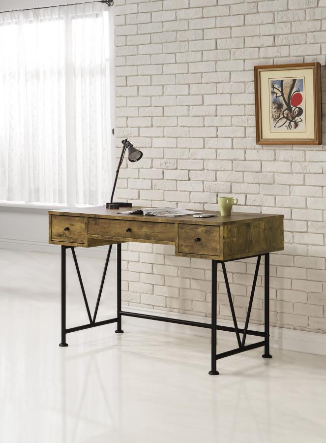 Analiese 47-inch 3-drawer Writing Desk Rustic Nutmeg - 801541