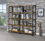 Analiese 63-inch 4-shelf Double Bookshelf Rustic Nutmeg - 801543