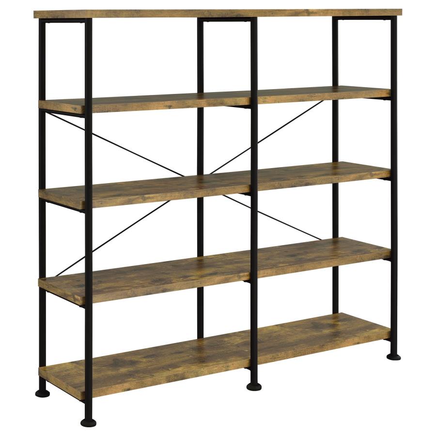 Analiese 63-inch 4-shelf Double Bookshelf Rustic Nutmeg - 801543