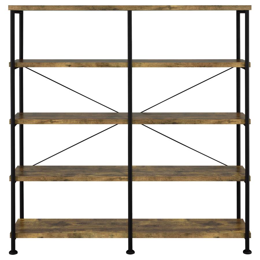 Analiese 63-inch 4-shelf Double Bookshelf Rustic Nutmeg - 801543