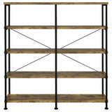 Analiese 63-inch 4-shelf Double Bookshelf Rustic Nutmeg - 801543
