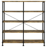Analiese 63-inch 4-shelf Double Bookshelf Rustic Nutmeg - 801543