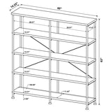 Analiese 63-inch 4-shelf Double Bookshelf Rustic Nutmeg - 801543