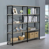 Analiese 63-inch 4-shelf Double Bookshelf Grey Driftwood - 801544